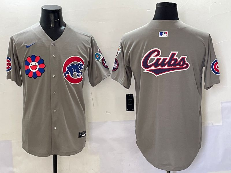 Men Chicago Cubs Blank Grey Flower Edition 2025 Nike MLB Jersey style 3